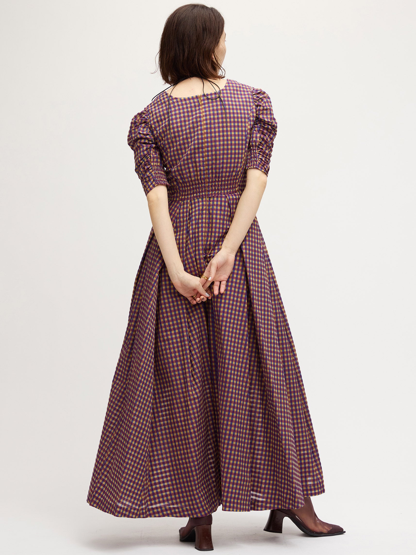 SEERSUCKER VOLUME HEM DRESS