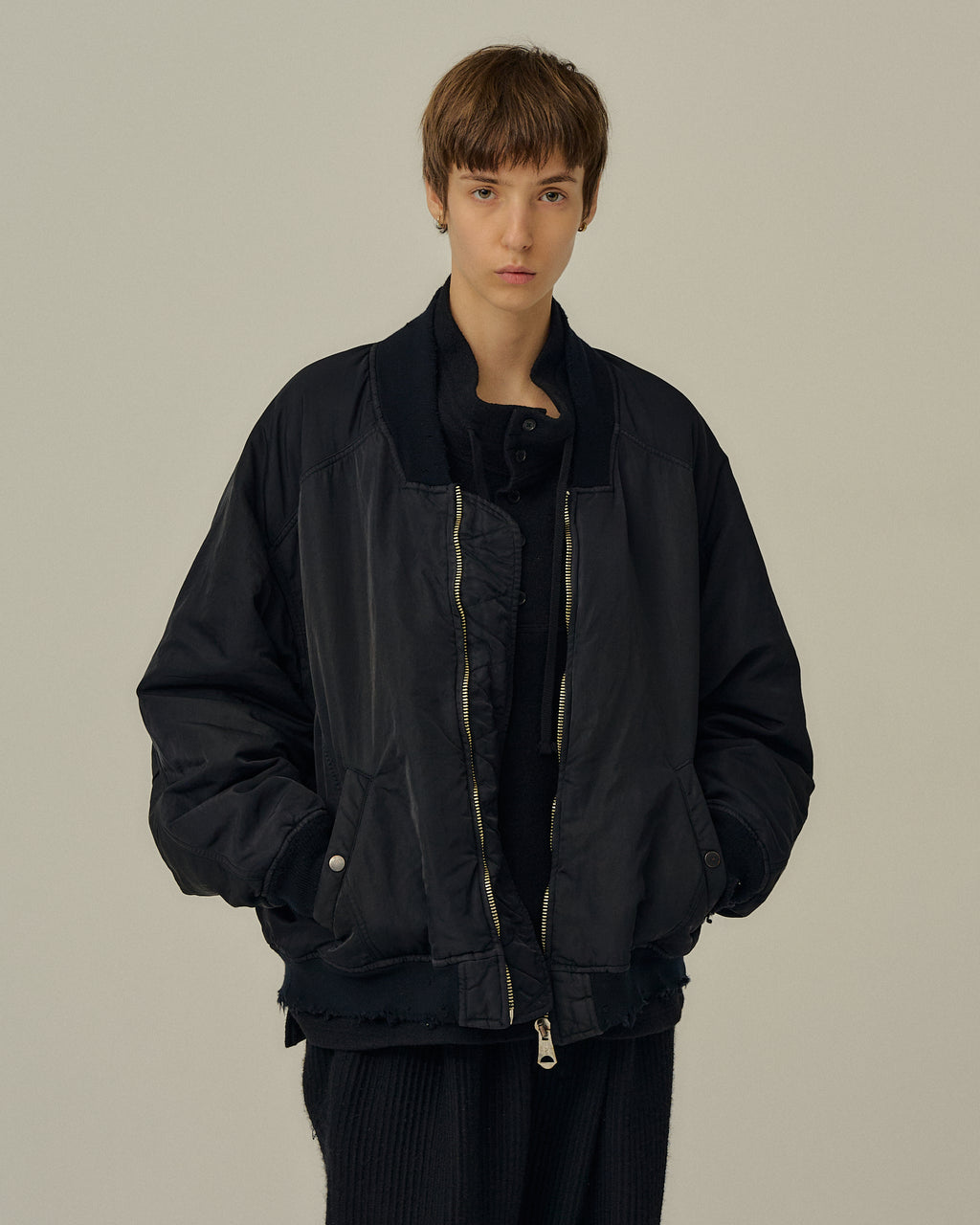 FADED BOMBER JACKET(BLACK) – ANCELLM