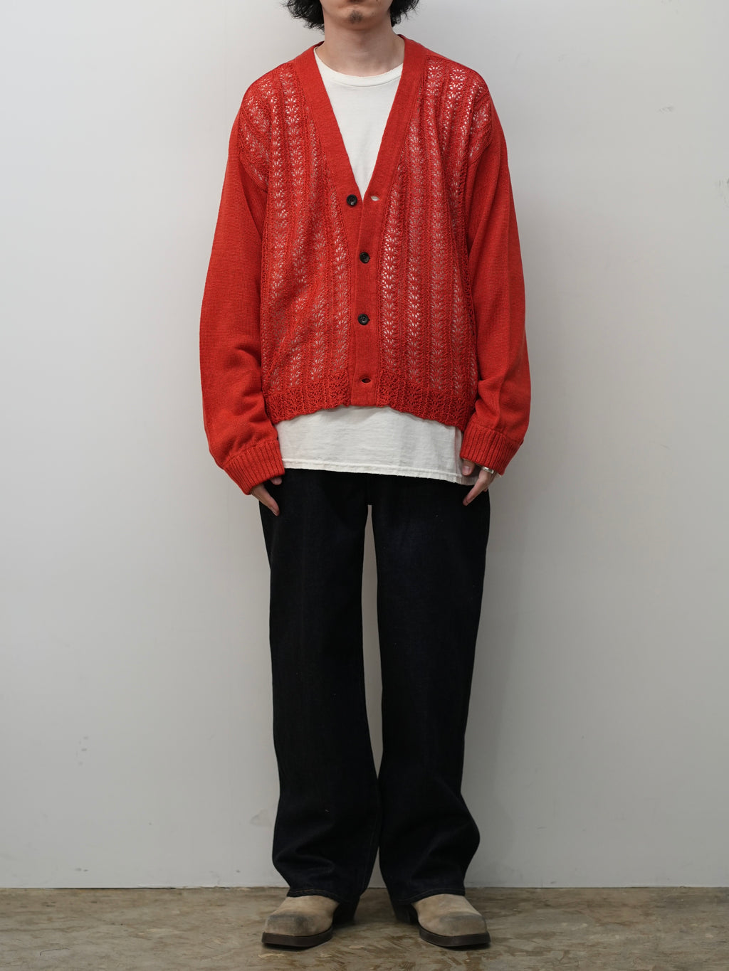 LACED KNIT CARDIGAN(RED) – ANCELLM