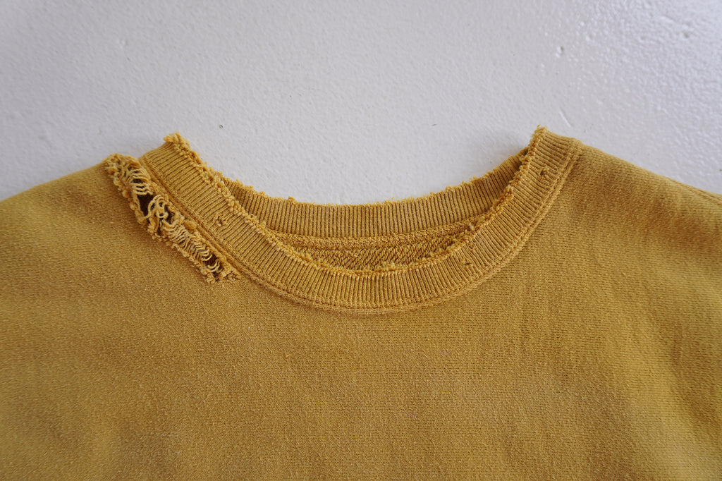 DYED DAMAGE SWEAT SHIRT(MUSTARD) – ANCELLM