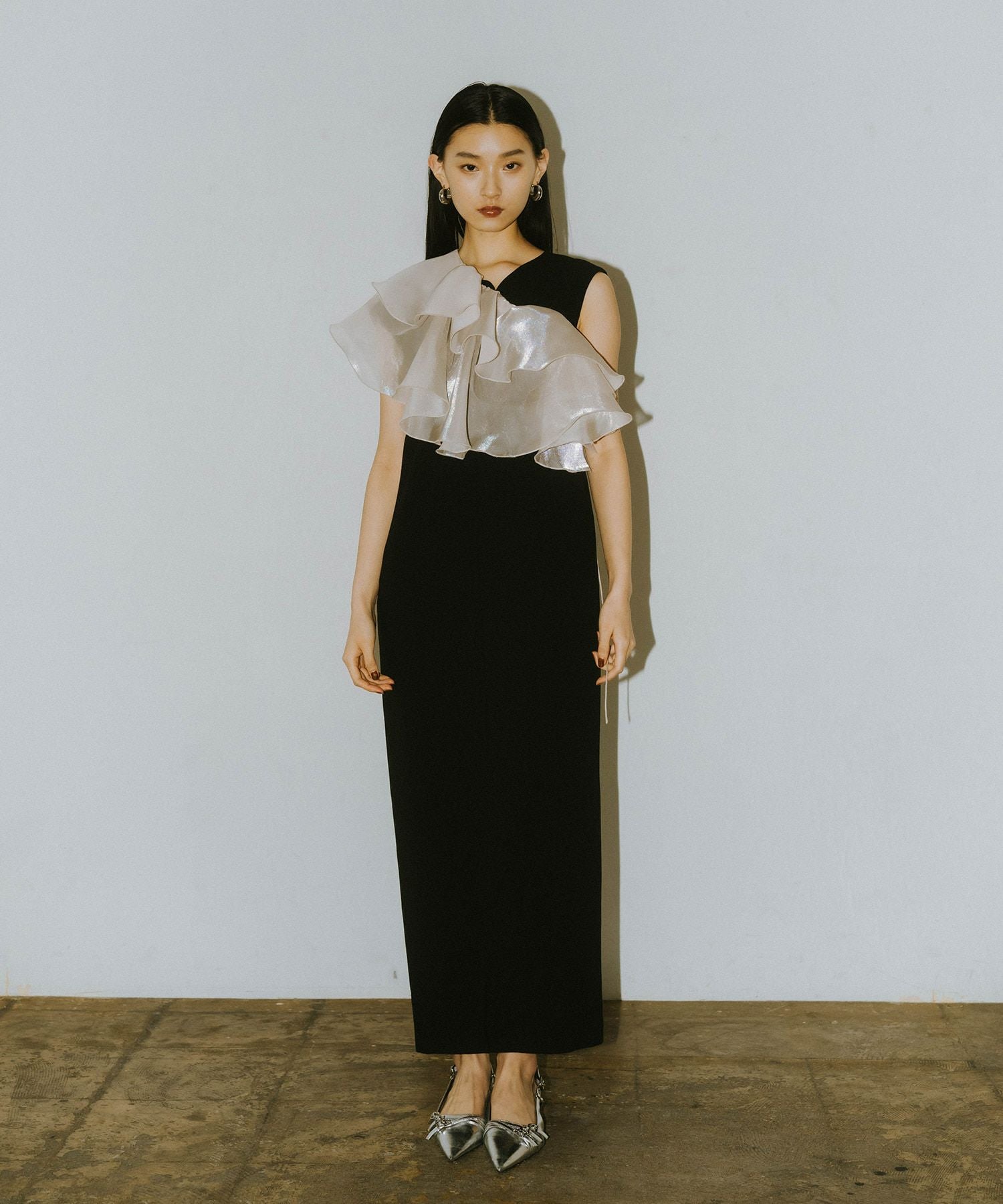 glossy multi ruffle dress | ANDRESD