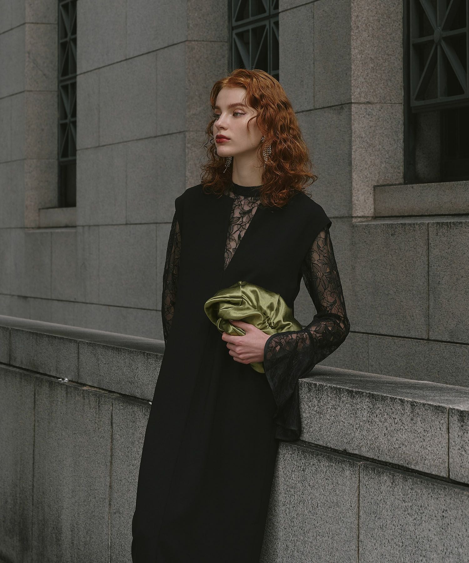 bell sleeve slit dress | ANDRESD