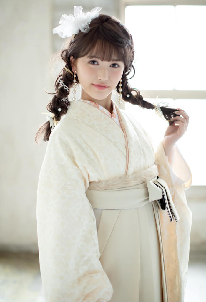 着物】ﾋﾟｰﾁｶﾗｰﾚｰｽ｜卒業式袴宅配ネットレンタルange