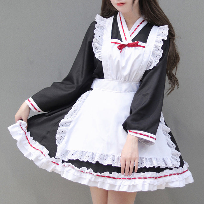 大きいサイズ レディース｜大正レトロ風メイドさんのセットアップ (L