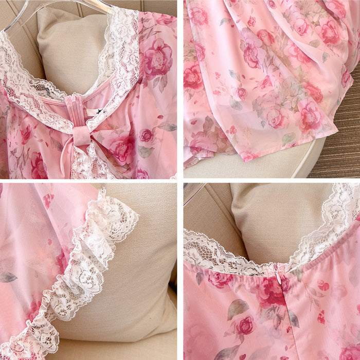 大きいサイズ レディース｜ローズブーケ・レースリボンワンピース(3L