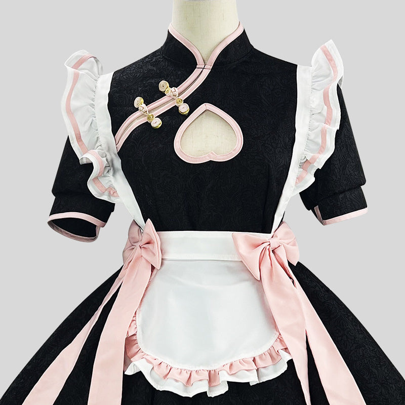 大きいサイズ レディース｜Chinese-style open-chested maid dress (M