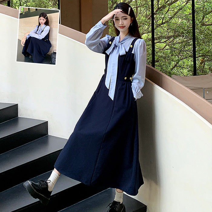 大きいサイズ レディース｜マリンノーブル・リボンタイワンピース(L/LL