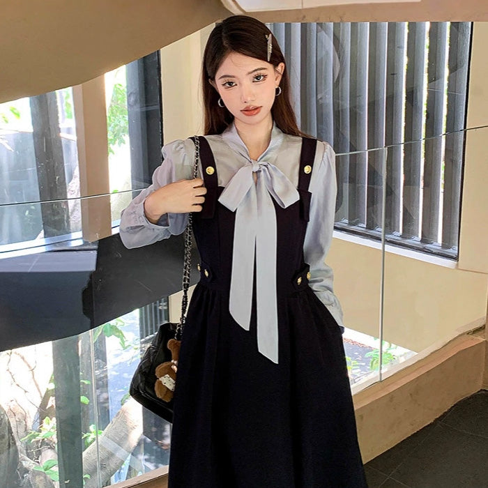 大きいサイズ レディース｜マリンノーブル・リボンタイワンピース(L/LL