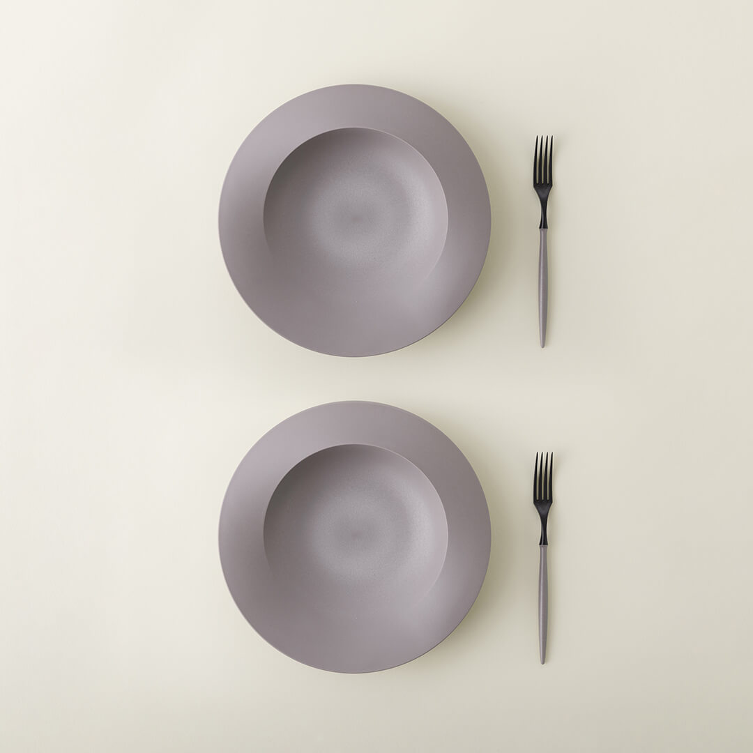 ARAS / 【パスタセット】深皿スクープ ピンクグレー×2 フォーク×2を