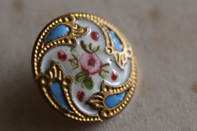 アンティークエナメルボタン フランス バラ 【Antiques Truffle 京都