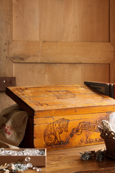 アンティークウッドコンテナ チョコレート MOUREN 木箱 フランス