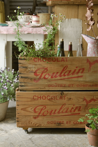 アンティークウッドコンテナ チョコレート MOUREN 木箱 フランス