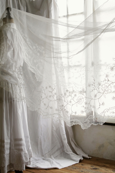 チュールレースラウンドパネル アンティークレース フランス