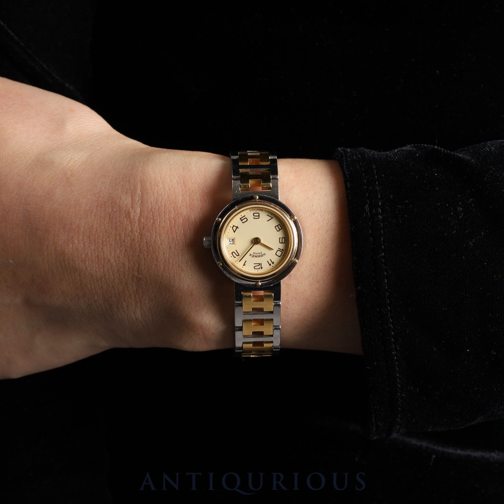 エルメス クリッパー 51.03 CL4.210 クォーツ SS アイボリー文字盤 箱