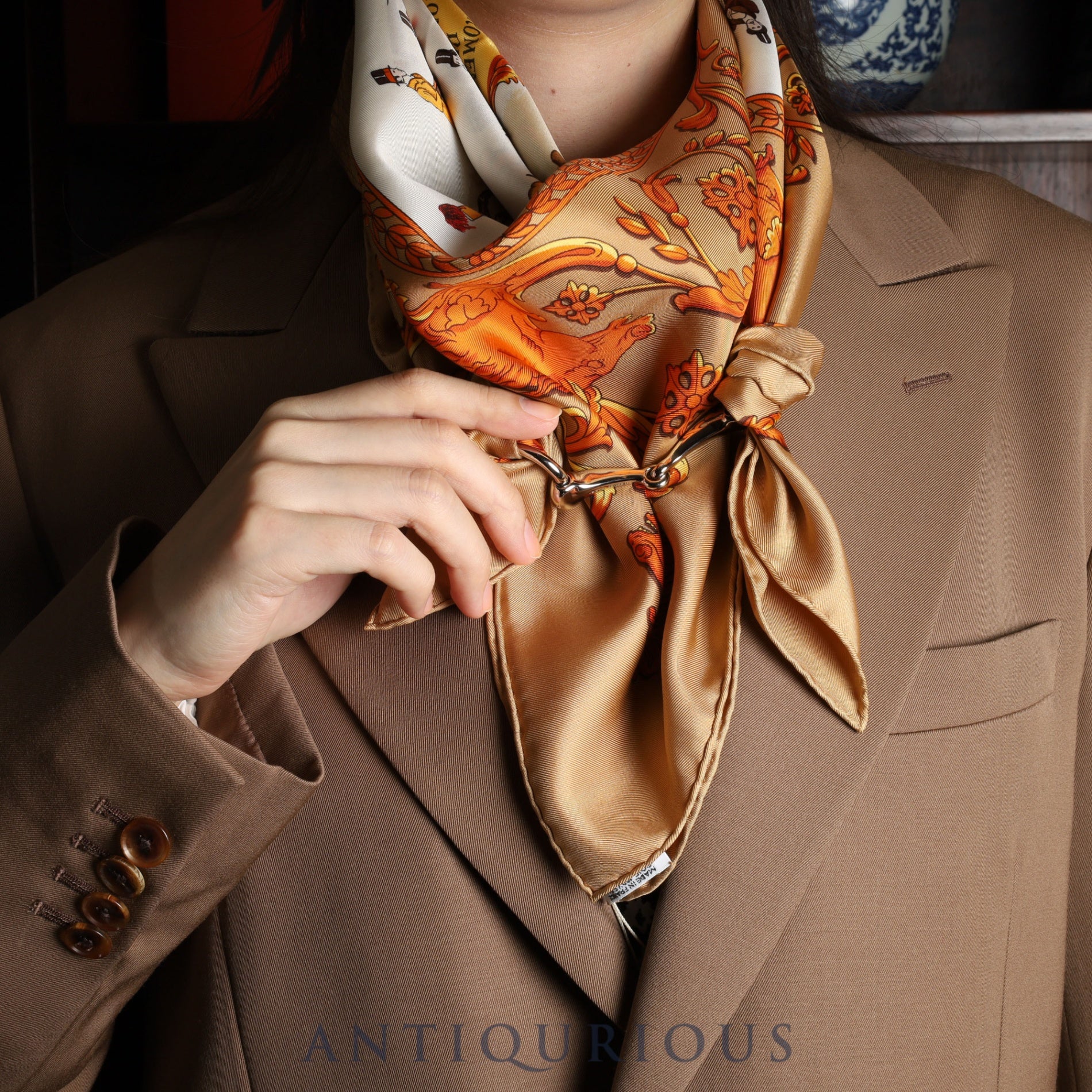 エルメス スカーフリング 90 モール 馬具の銜 箱 カード 保存袋 | 東京