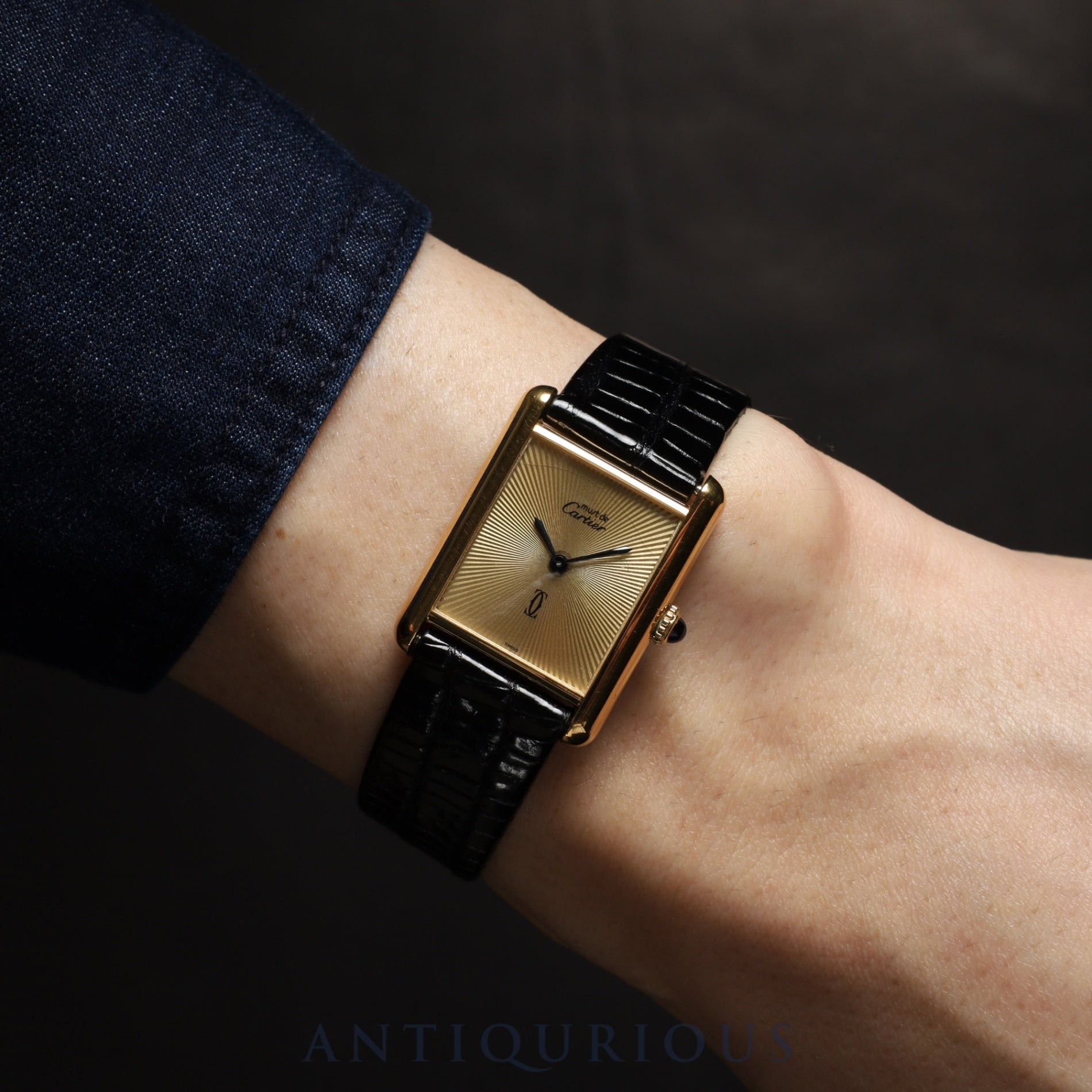 カルティエ マストタンク LM 手巻き Cal.78-1 SV925 革 純正尾錠（GP