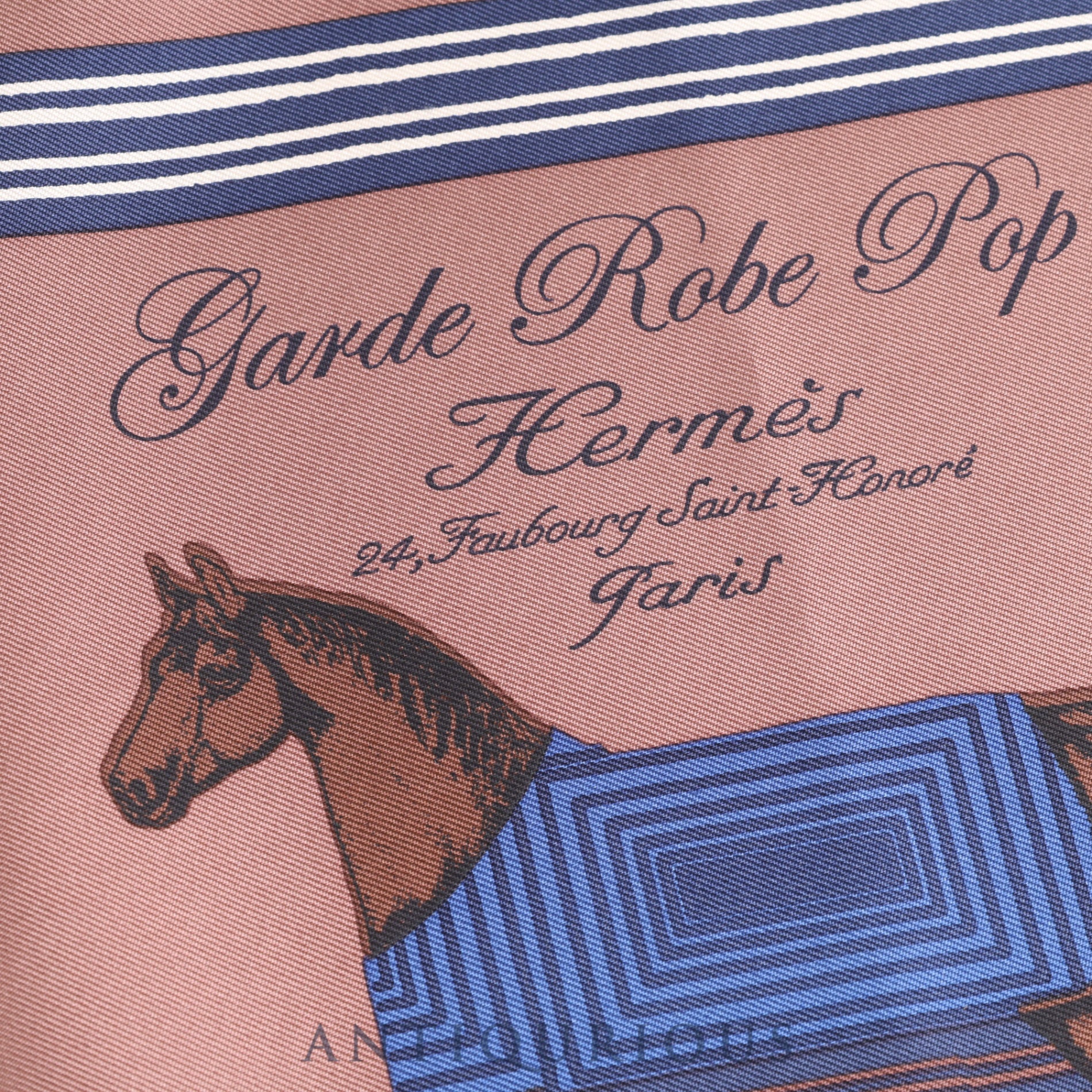 エルメス スカーフ カレ45 ブラウン ガヴロッシュ ガルドローブ ポップ