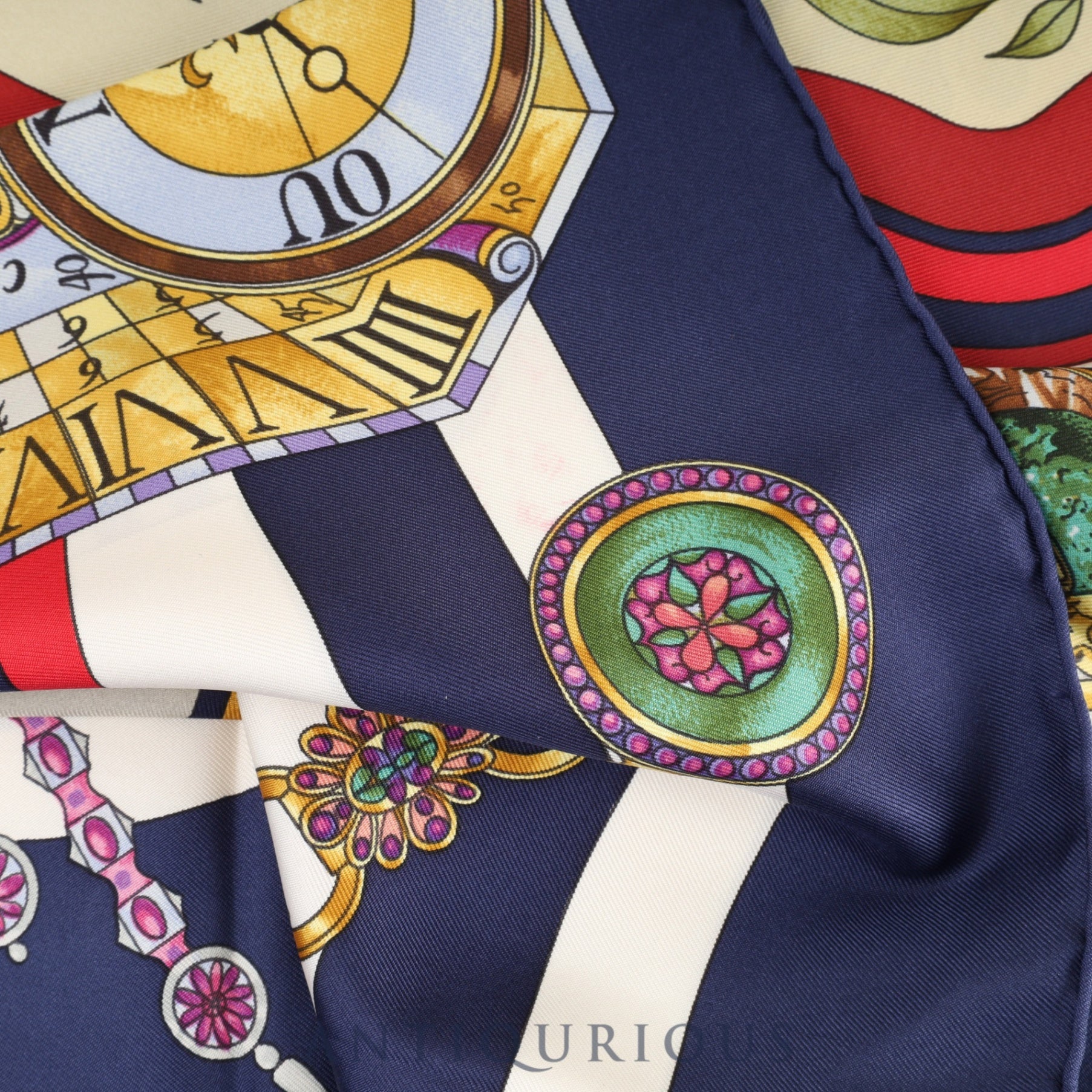 エルメス スカーフ カレ90 Parmi les fleurs je compte les heures 花