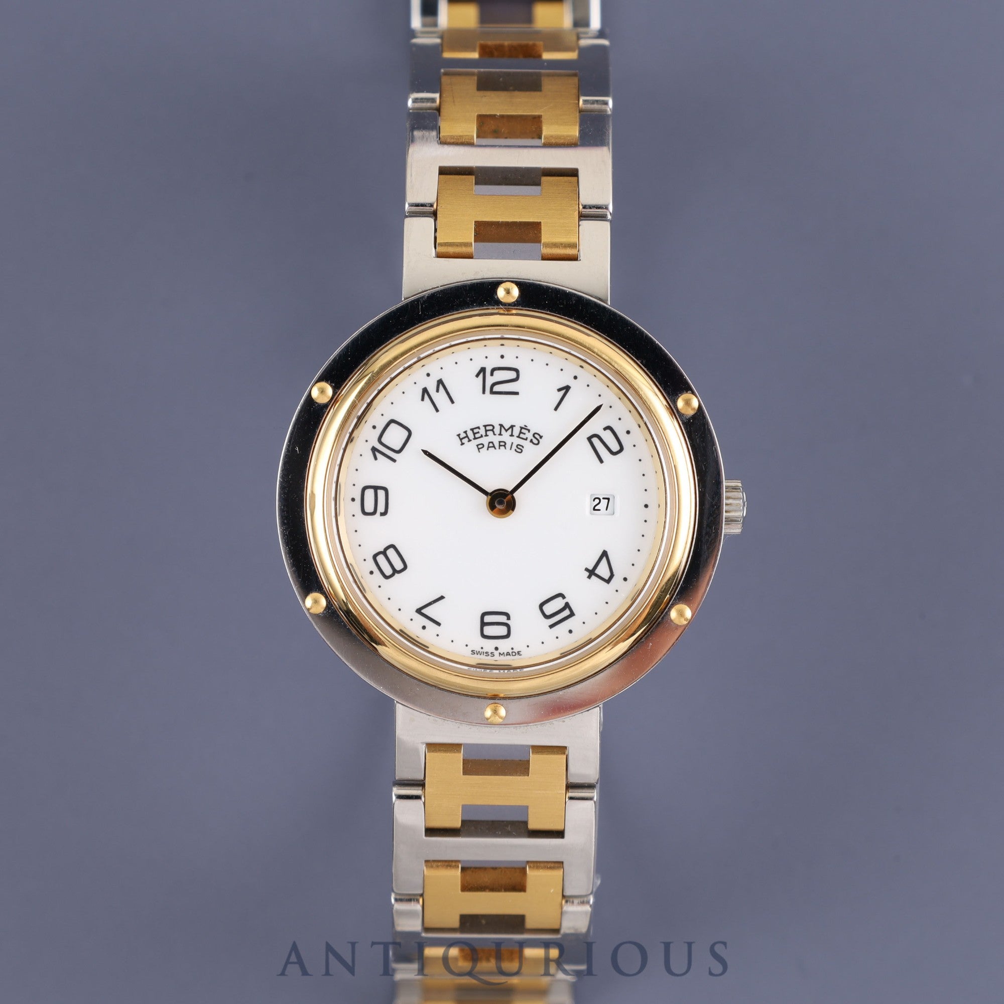 エルメス クリッパー ボーイズサイズ クオーツ SS / GP ホワイト