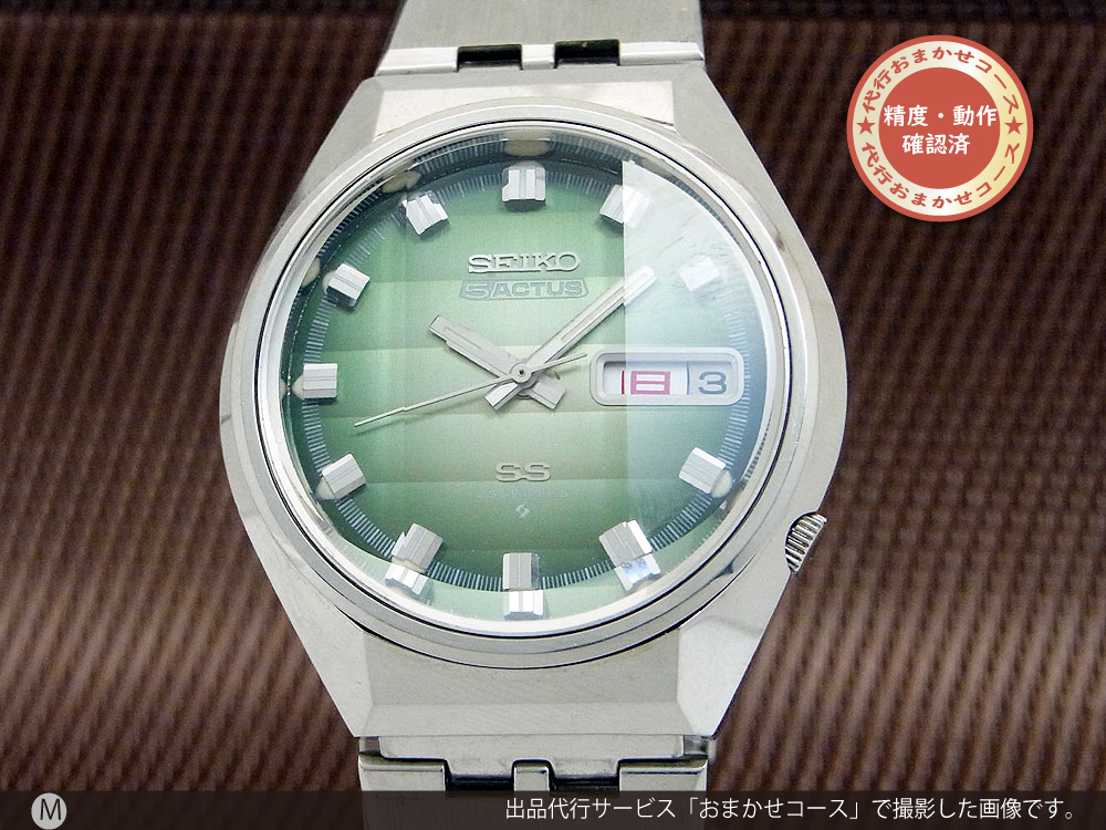 JA-1608| セイコー 5アクタス 6106-7690 デイデイト 3面カットガラス