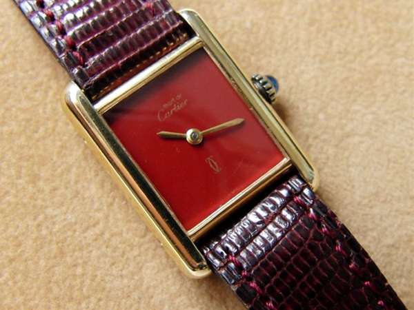 カルティエ マストタンク レディース 手巻きムーブメント ボルドー文字