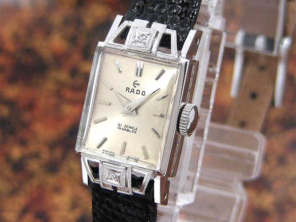 ラドー RADO レディース 角型 プラチナケース 2針 手巻き | アンティー