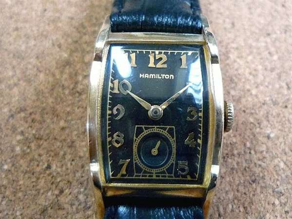 ハミルトン 1950年代 HAMILTON 黒文字盤 スモールセコンド 10金張り