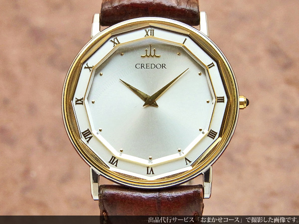 セイコー クレドール ラウンドケース 18KT/SS エレガンスな12角の