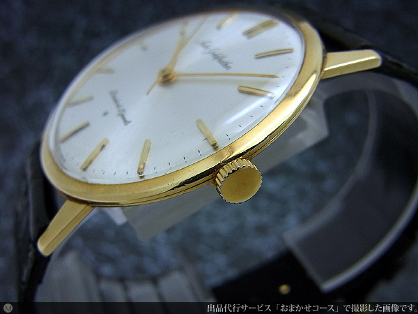 セイコー SEIKO ゴールドフェザー K18 金無垢 25石 薄型高級腕時計 手