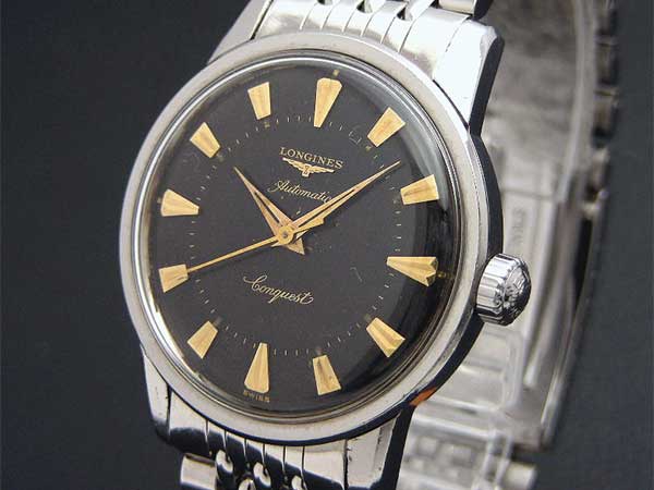 ロンジン コンクエスト ファーストモデル 黒文字盤 メダリオン付き