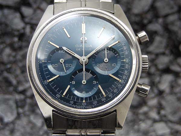 オメガ デ・ビル クロノグラフ Cal.861 ブルーダイヤル SSブレス 手