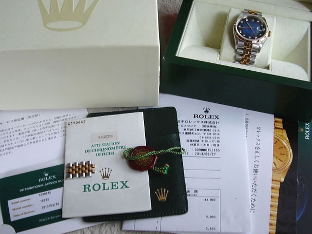 ロレックス Ref.16233G 10Pダイヤ 18KYG/SS 国際保証書付属 日本