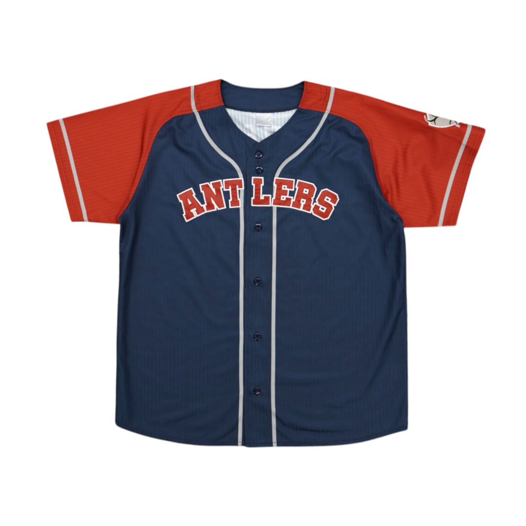 鹿島国立】ラグランベースボールシャツ（ネイビー×レッド）全8種