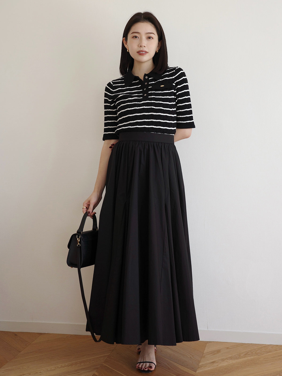 ケーブルポロドッキングニットワンピース