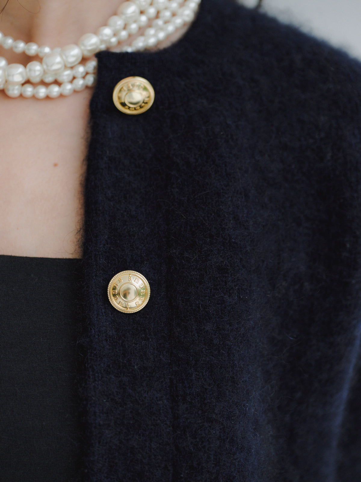 カシミヤブレンドノーカラーニットジャケット