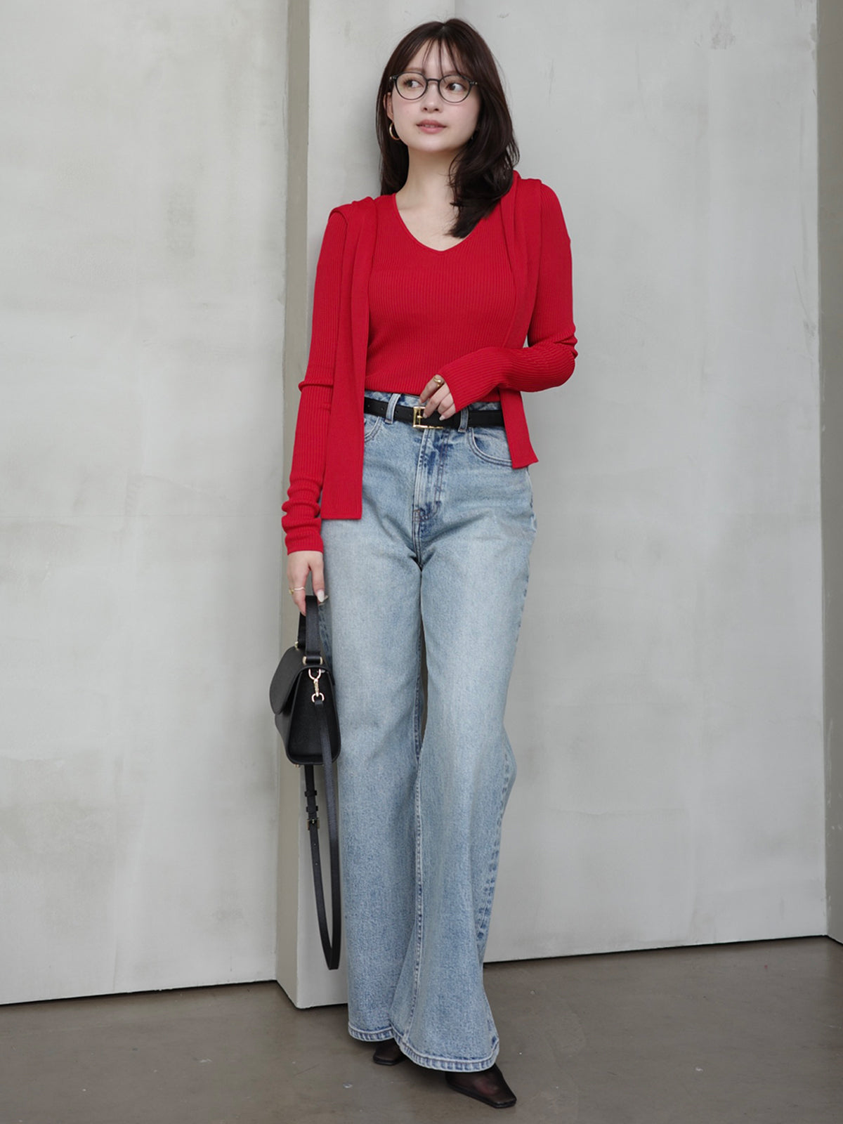 リュクスビスコースリブニットカーディガン