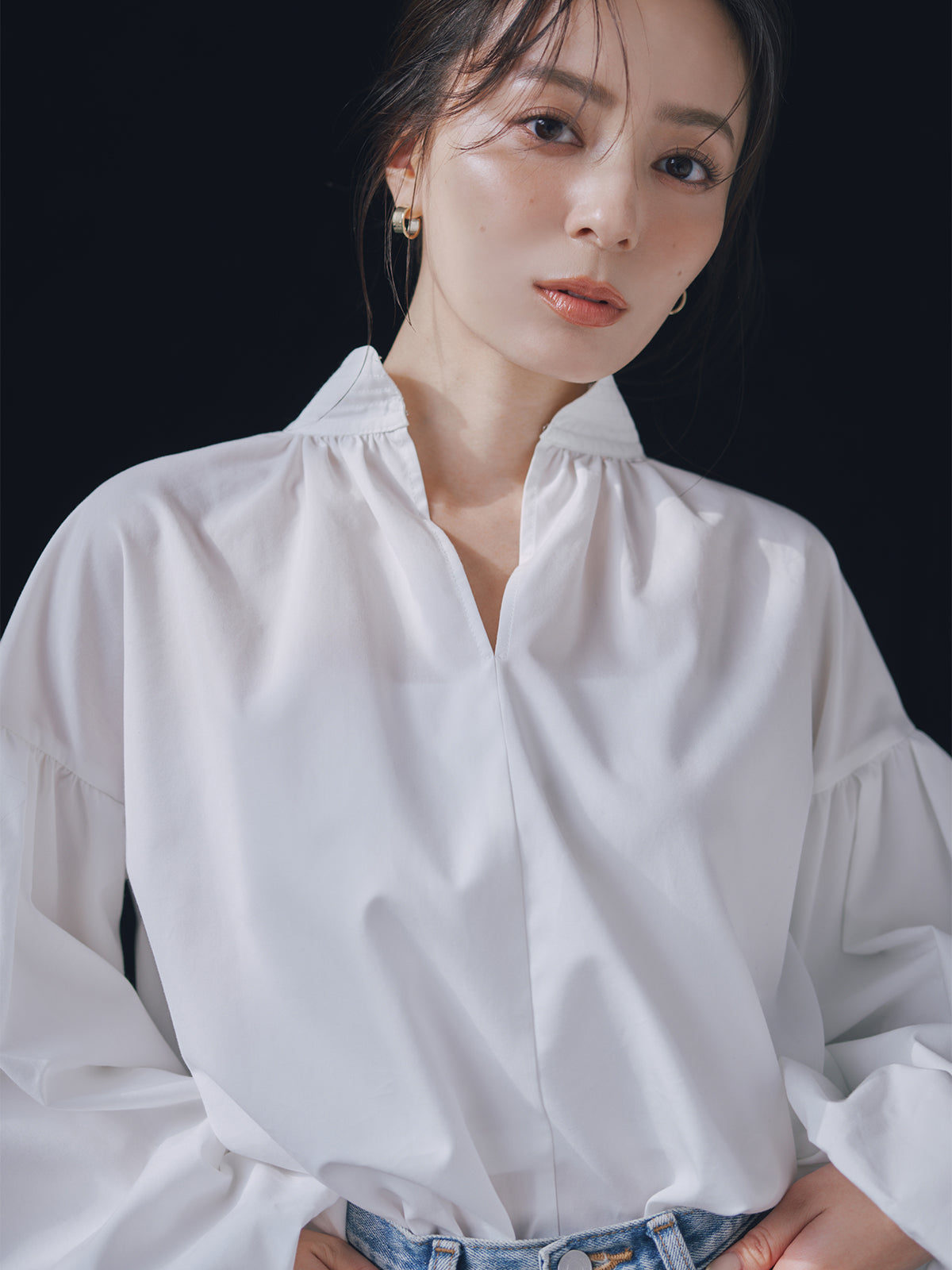 Anniv.バルーンスリーブボウタイブラウス