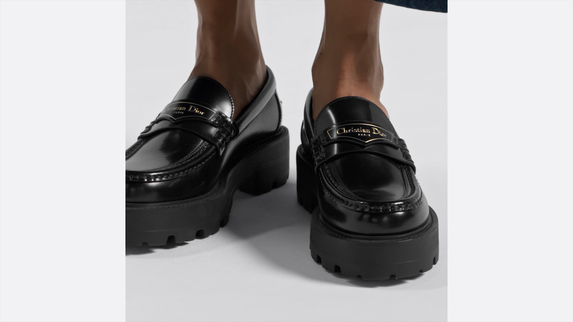 Dior Boy Platform Loafer Black Brushed Calfskin | DIOR