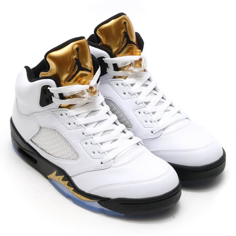 JORDAN BRAND AIR JORDAN 5 RETRO WHITE/BLACK-METALLIC GOLD COIN