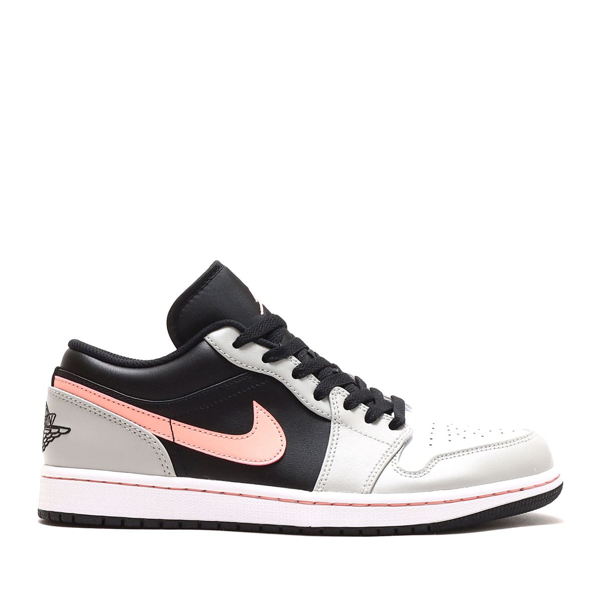 JORDAN BRAND AIR JORDAN 1 LOW BLACK/BLEACHED CORAL-GREY FOG-WHITE