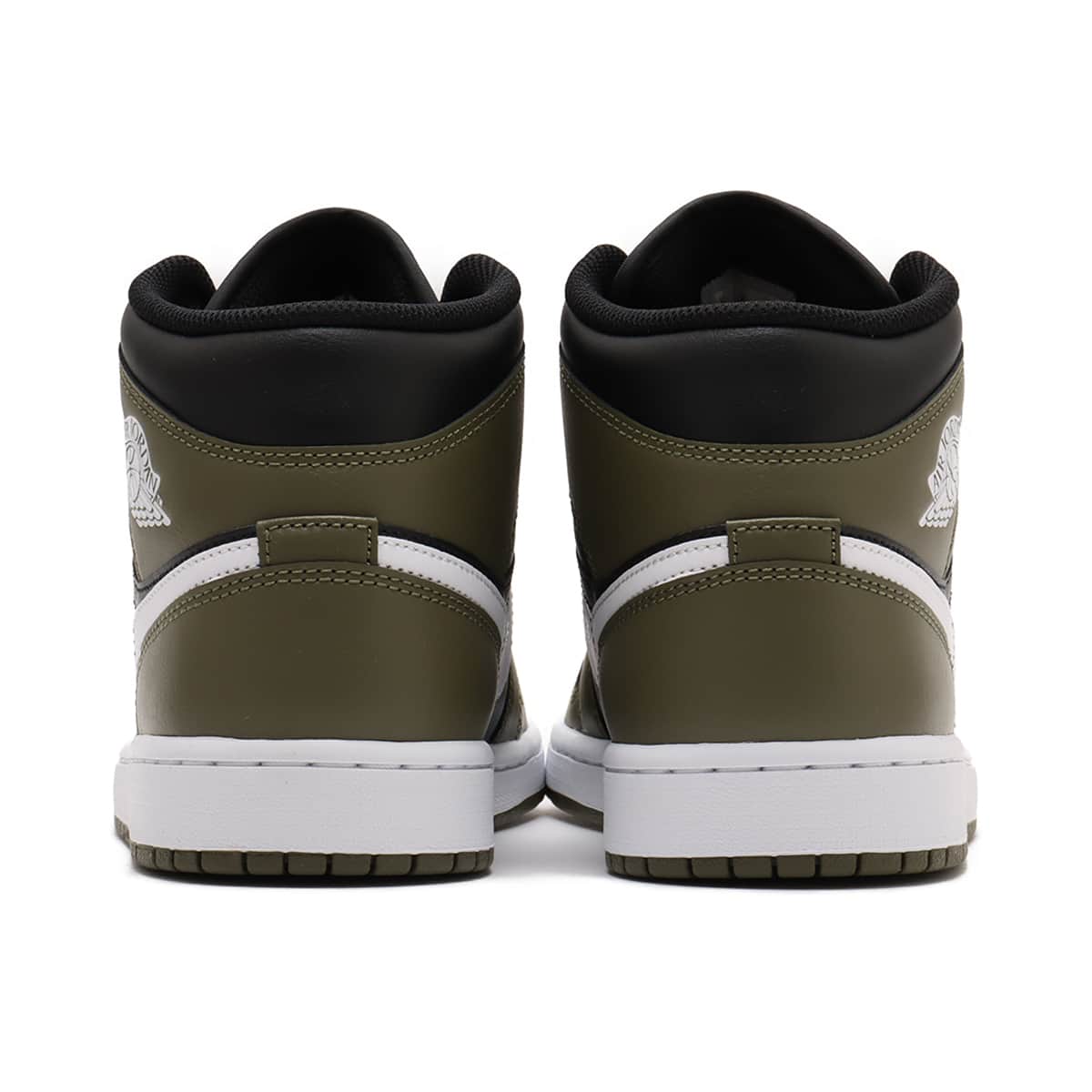 JORDAN BRAND AIR JORDAN 1 MID BLACK/WHITE-MEDIUM OLIVE-SAIL