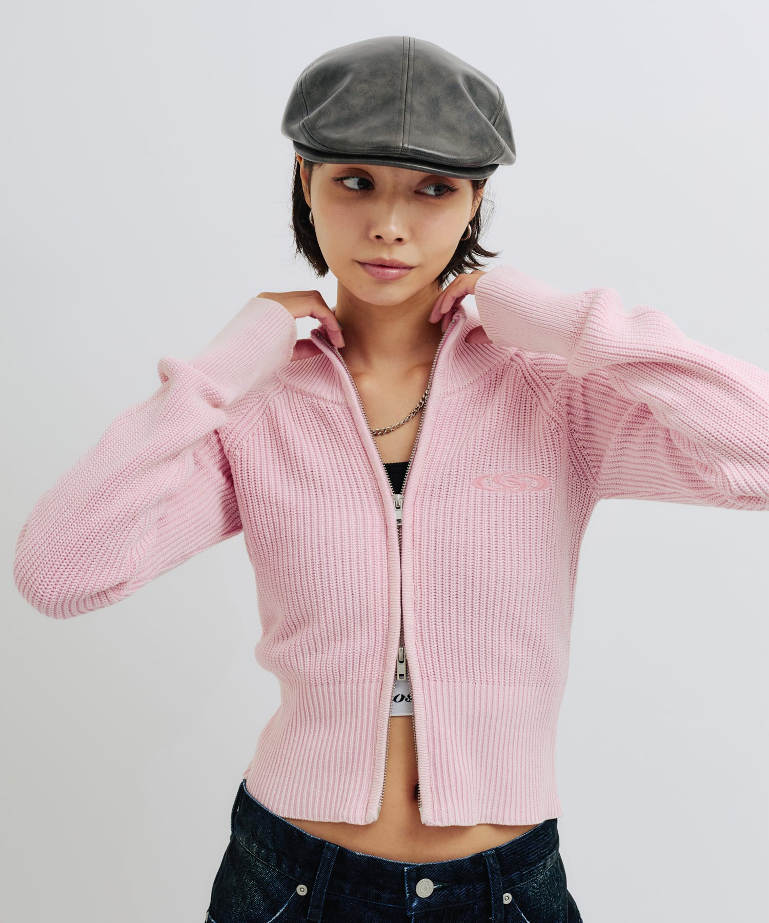 atmos pink Washed Zip Up Knit PINK（アトモス ピンク ウォッシュ