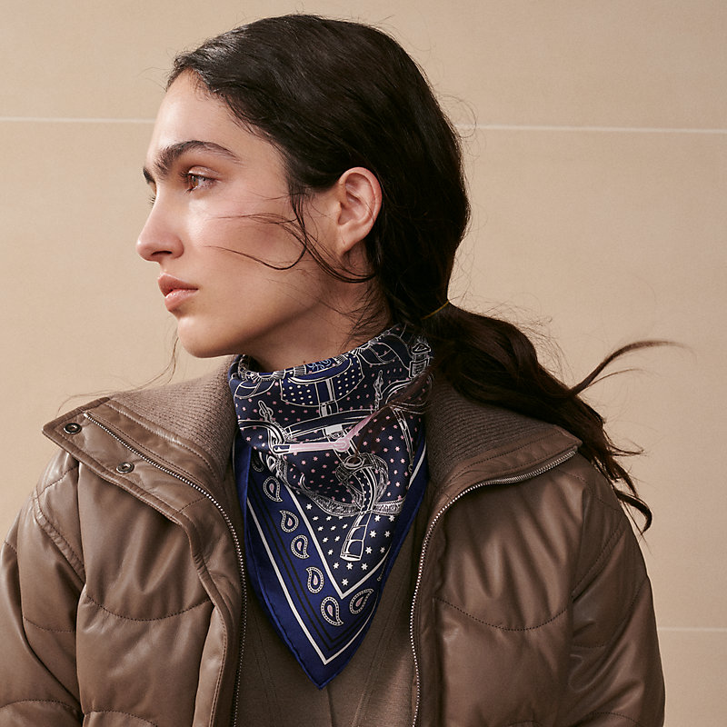Eperon d'Or bandana 55 - Blue | Hermès Mainland China