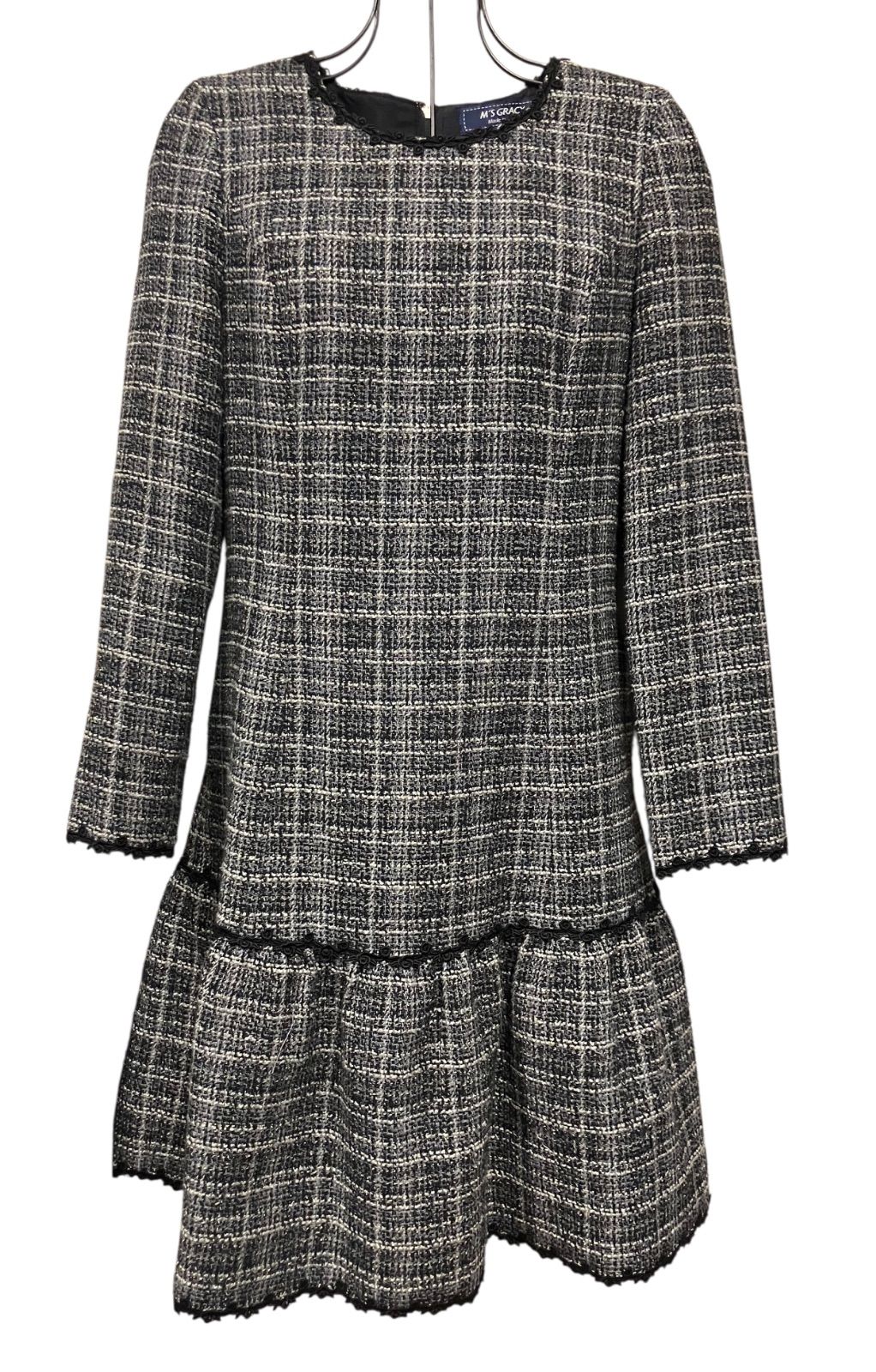 ZJL03 M'S GRACY エムズグレイシー ツイード ワンピース グレー 38