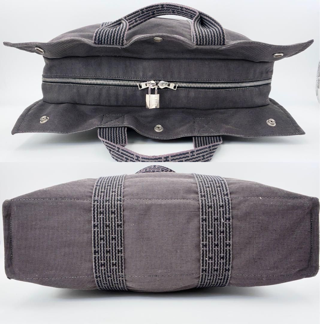 エルメス エールライン MM トートバッグ グレー系 鞄 カバン カデナ(鍵