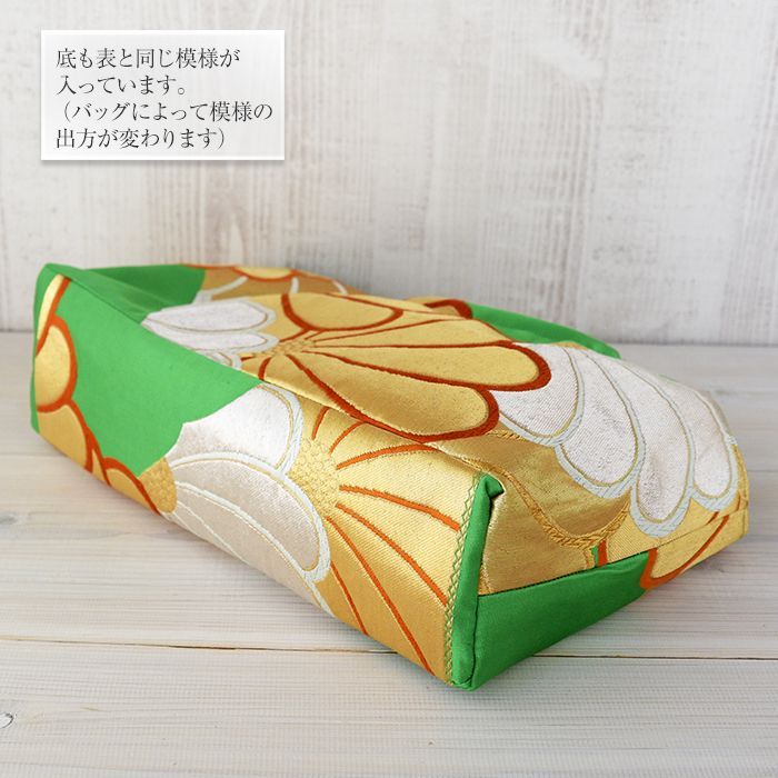 送料無料】着物リメイク バッグ【バンブーハンドル帯バッグ （特大