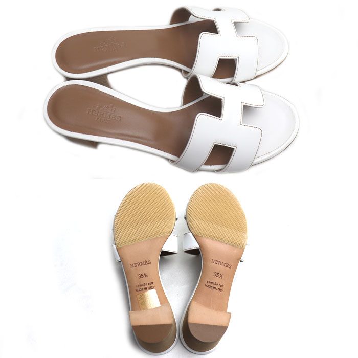 HERMES エルメス オアジス サンダル ホワイト 35 1/2 レディース 中古