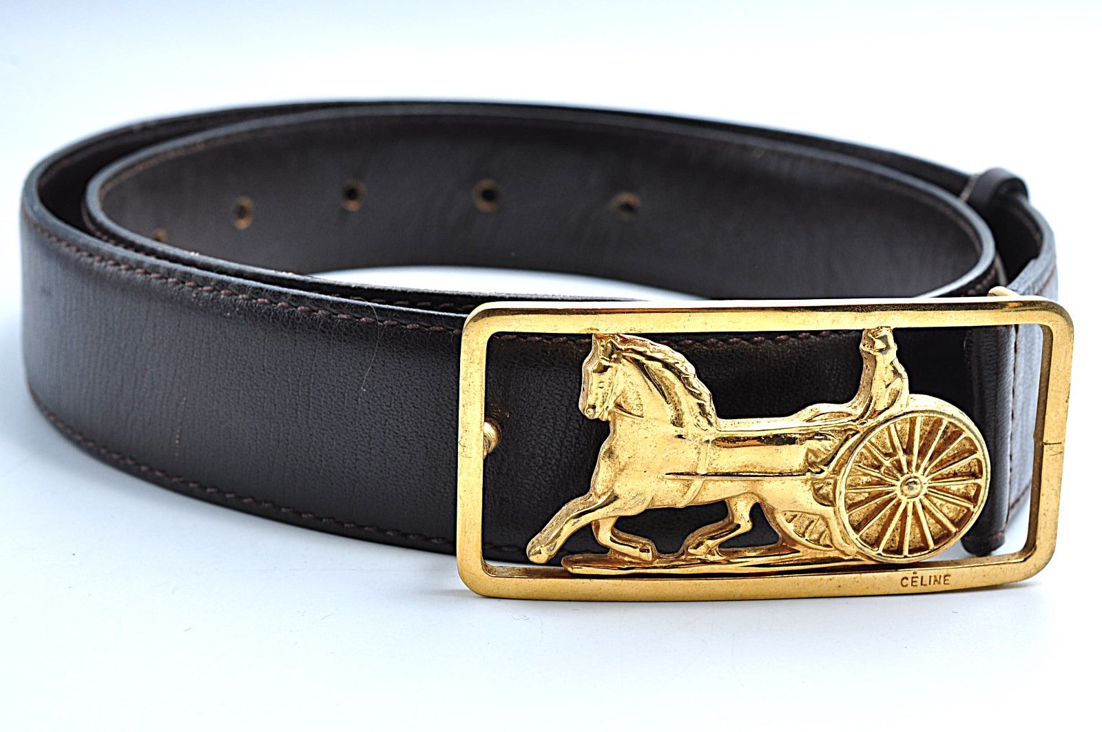 CELINE セリーヌ ベルト 馬車金具 ホースキャリッジ レザー 本革