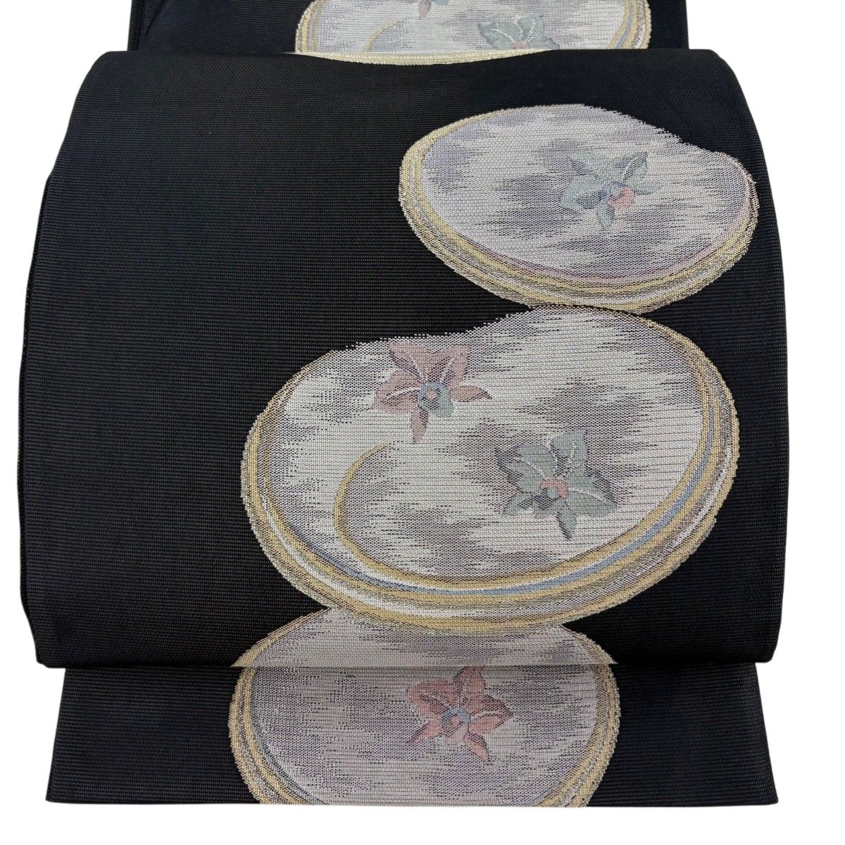美品】 袋帯 秀品 夏帯 紗 花 霞 銀糸 黒 六通 正絹 【中古】 - メルカリ
