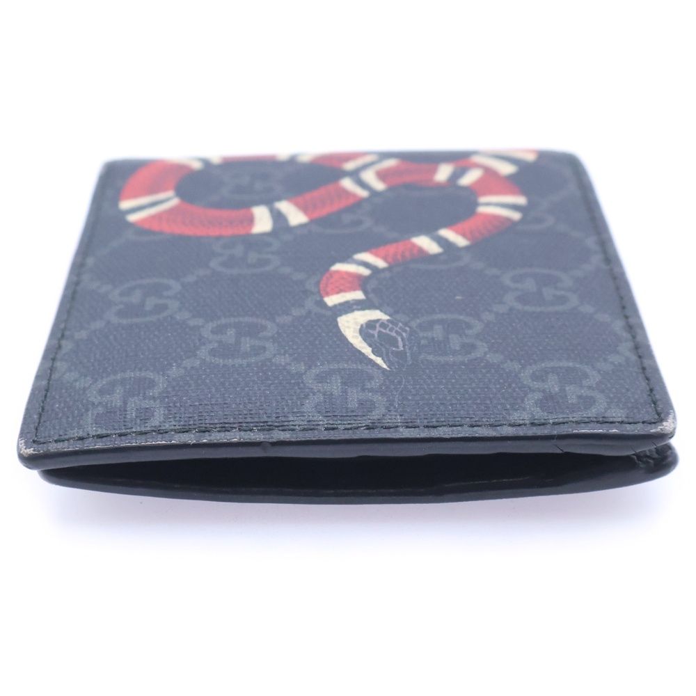 GUCCI (グッチ) GGスプリーム キングスネークプリント 二つ折り財布